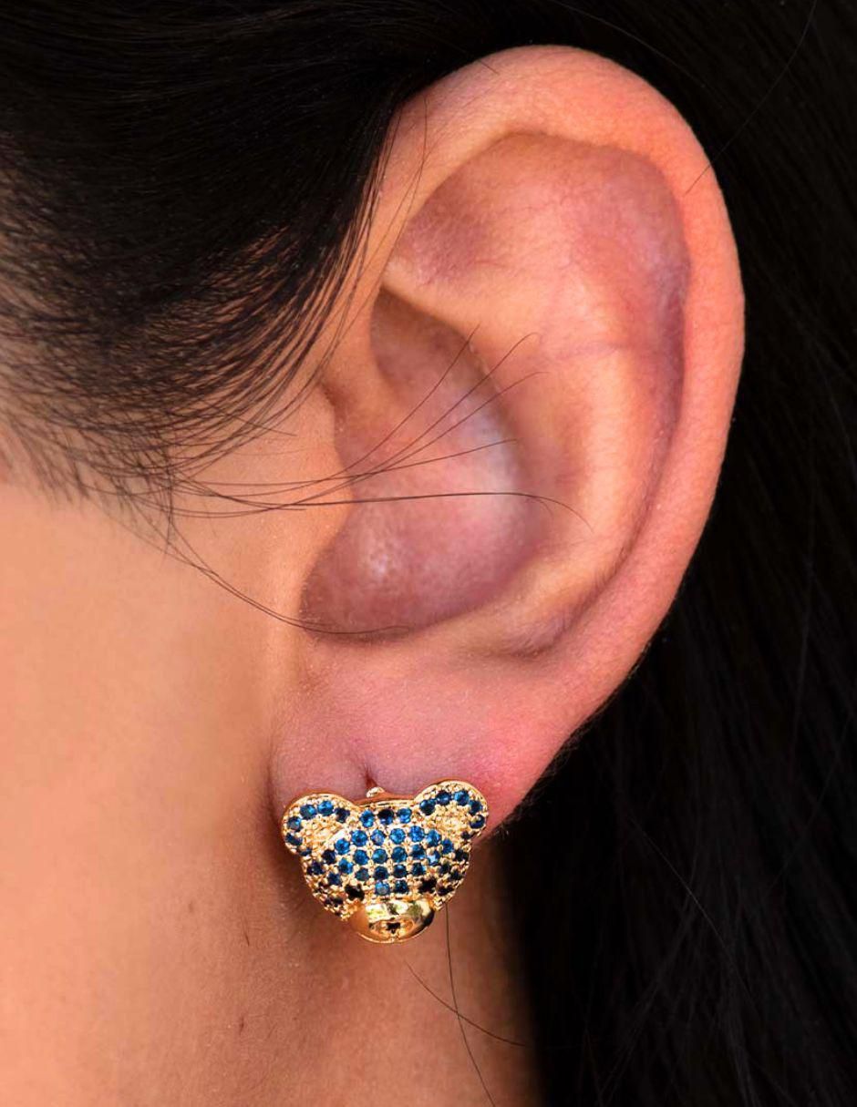 Broqueles de oso con acabado baño de oro 18 K zirconia 4