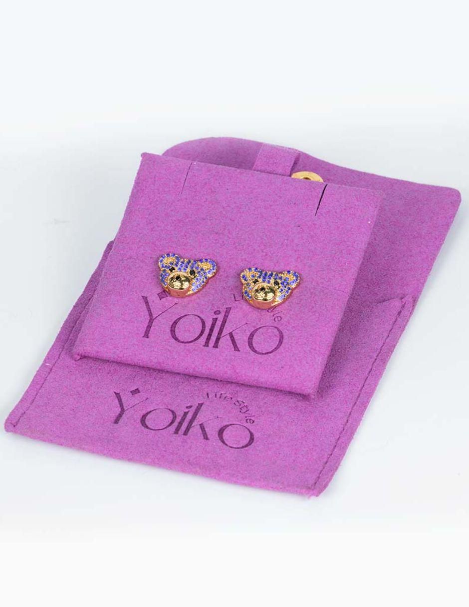 Broqueles de oso con acabado baño de oro 18 K zirconia 3