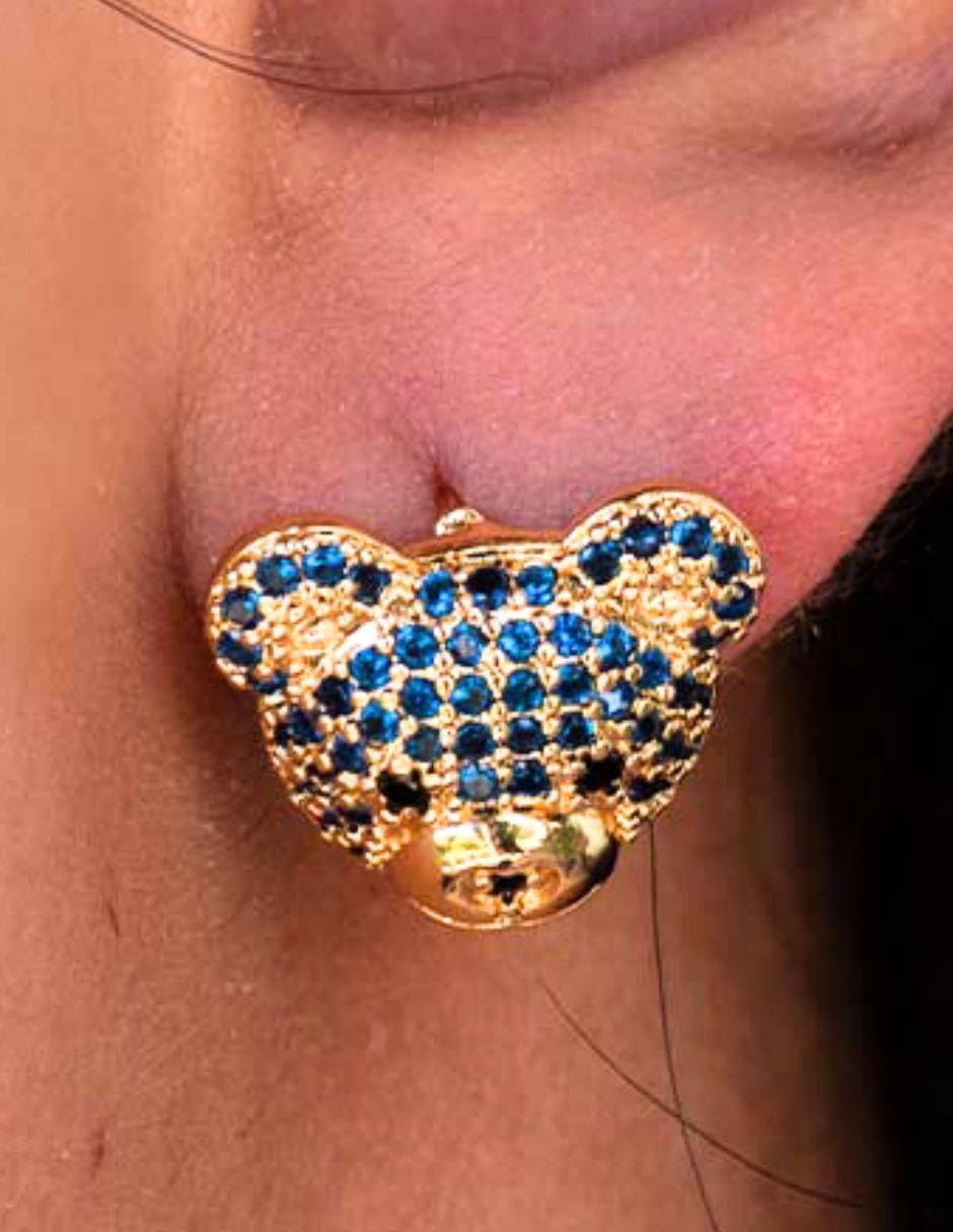Broqueles de oso con acabado baño de oro 18 K zirconia 2