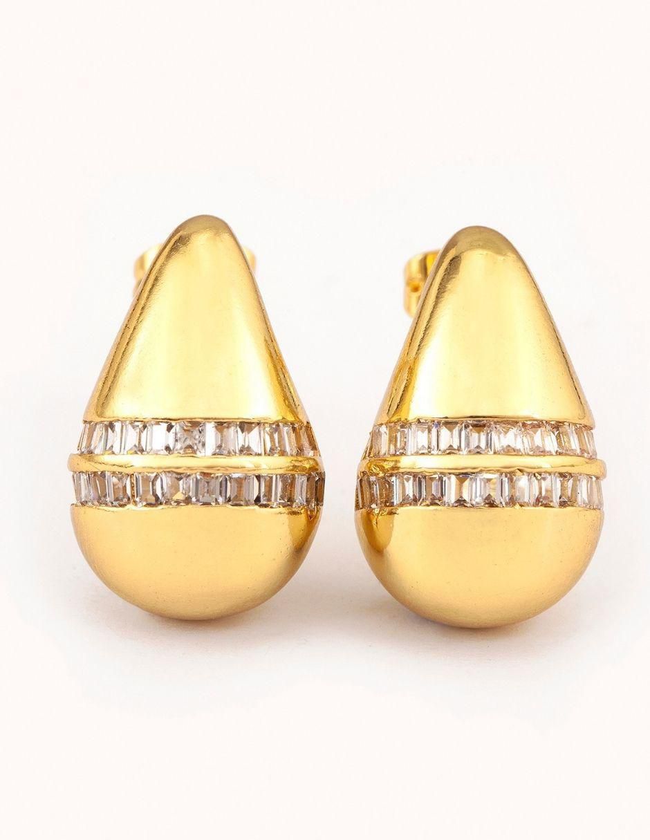 Broqueles de gota con acabado baño de oro 18 K