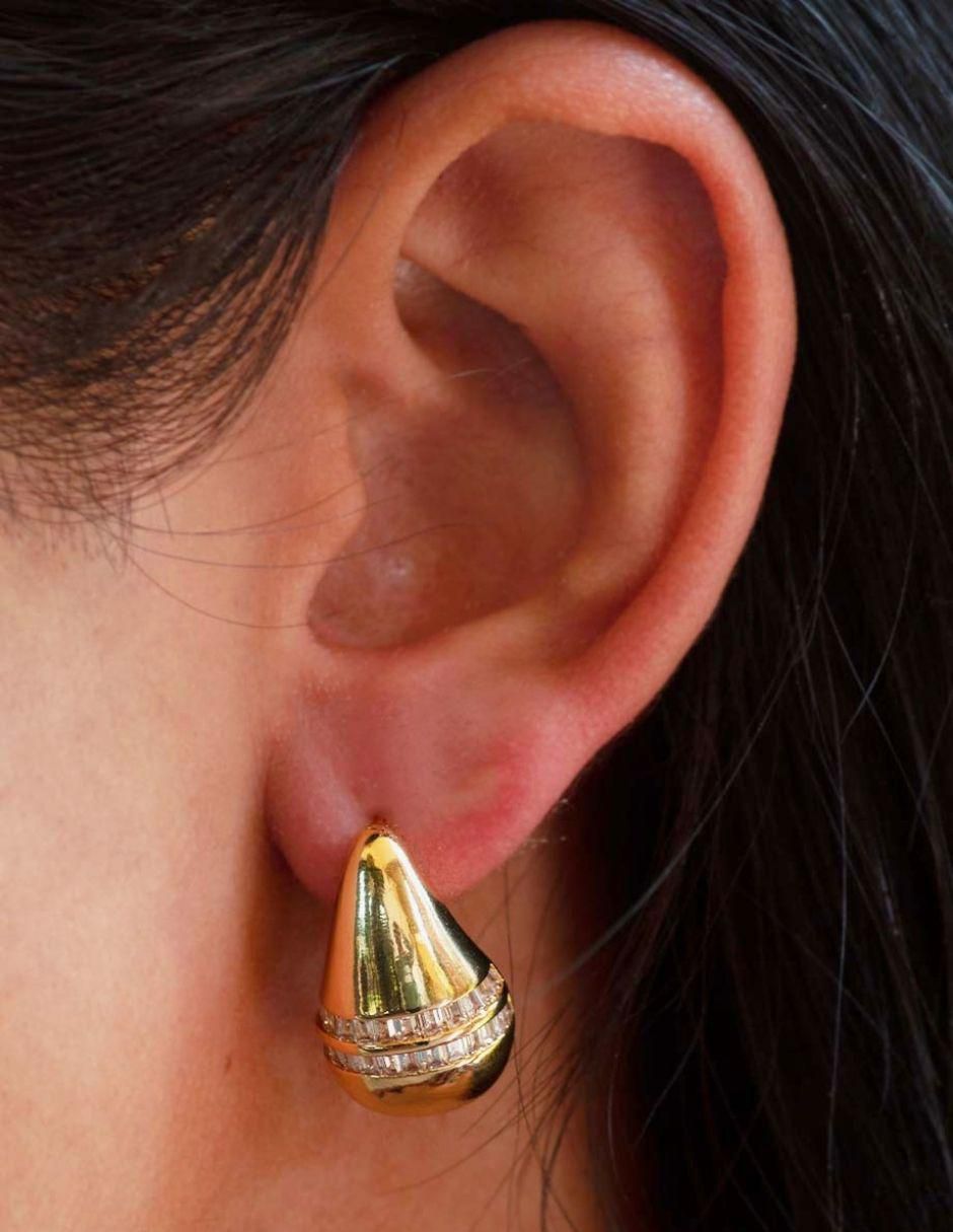 Broqueles de gota con acabado baño de oro 18 K 3
