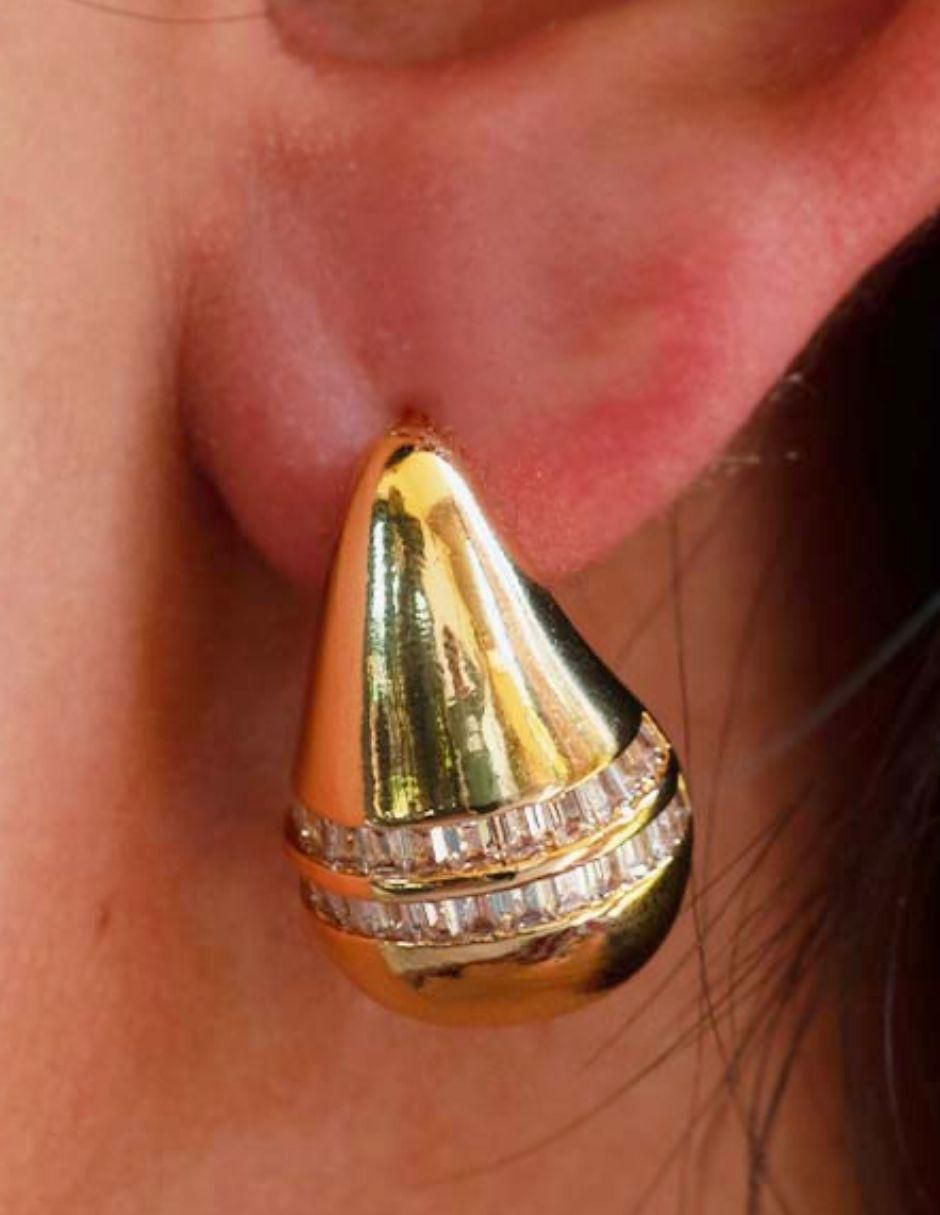Broqueles de gota con acabado baño de oro 18 K 4