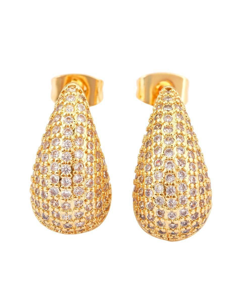 Broqueles de gota con acabado baño de oro 18 K