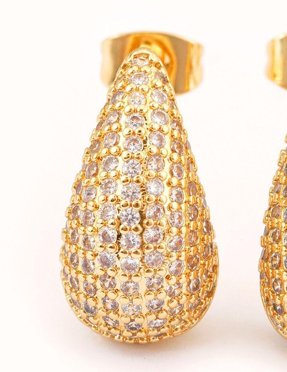 Broqueles de gota con acabado baño de oro 18 K 2