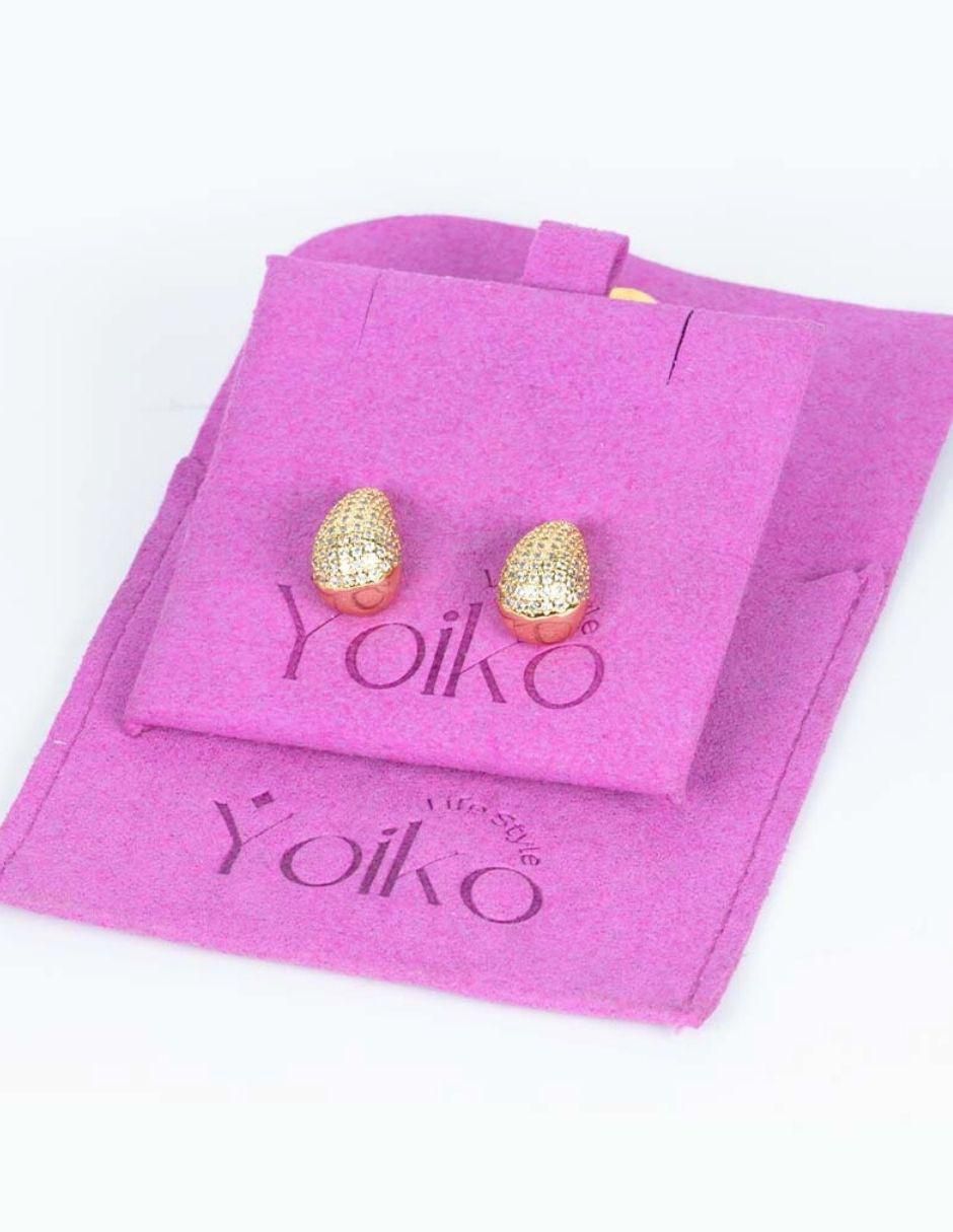 Broqueles de gota con acabado baño de oro 18 K 5