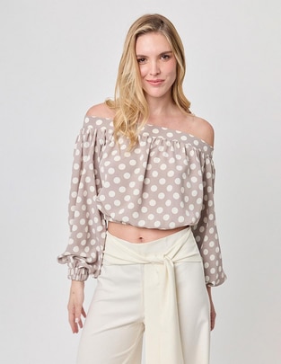 Blusa strapless Linea Pura manga larga para mujer