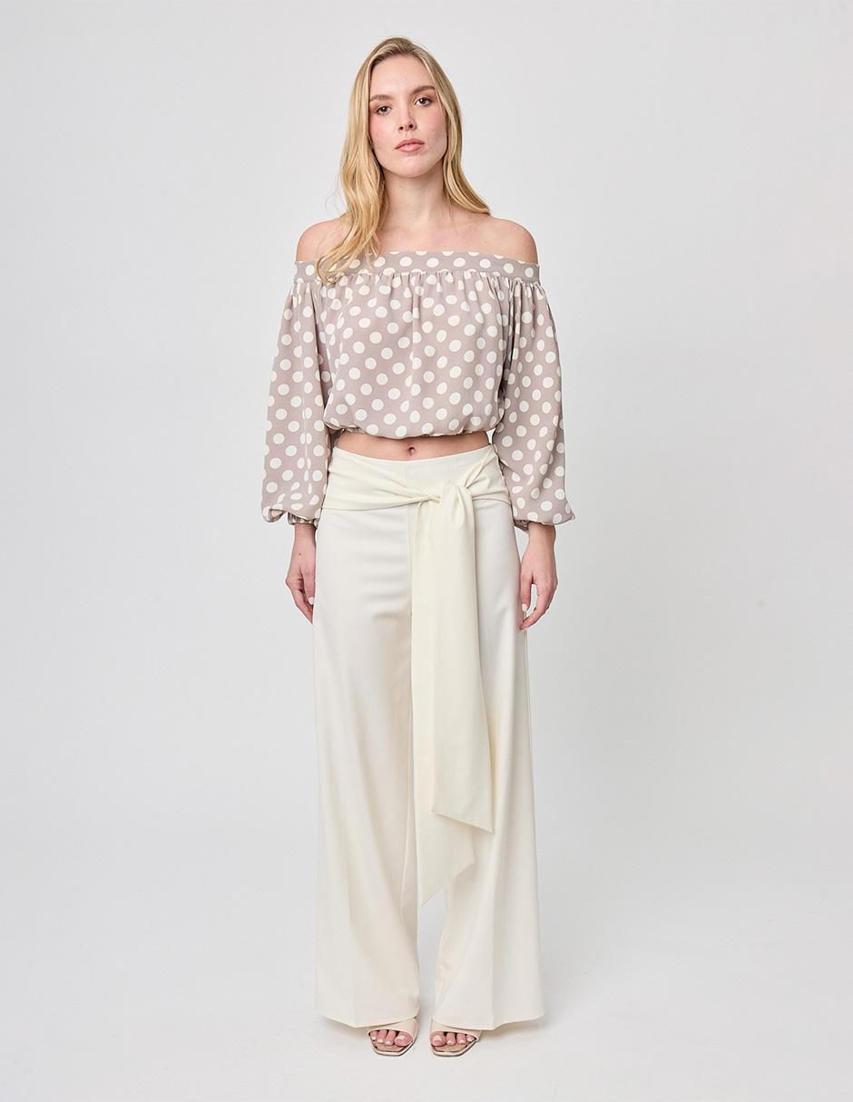 Blusa strapless Linea Pura manga larga para mujer