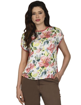 Playera manga corta Carsel cuello redondo para mujer 1