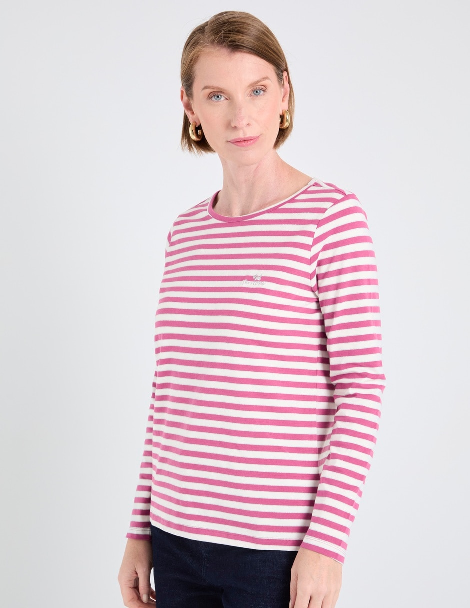 Playera manga larga cuello redondo para mujer