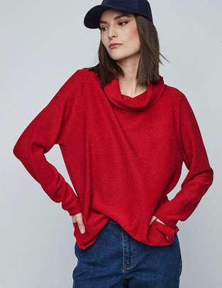 Suéter cuello drapeado para mujer 1