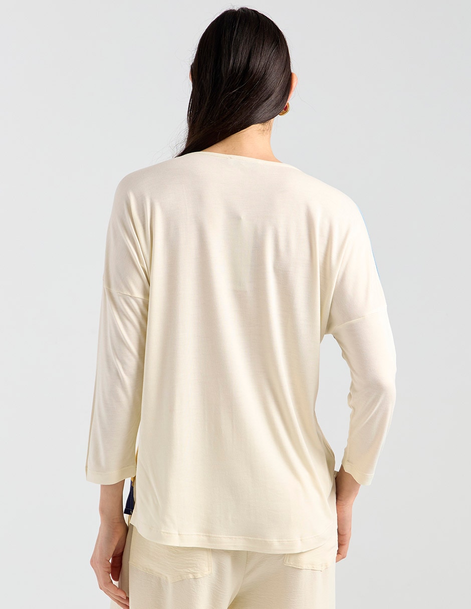 Playera manga 3/4 cuello redondo para mujer 2