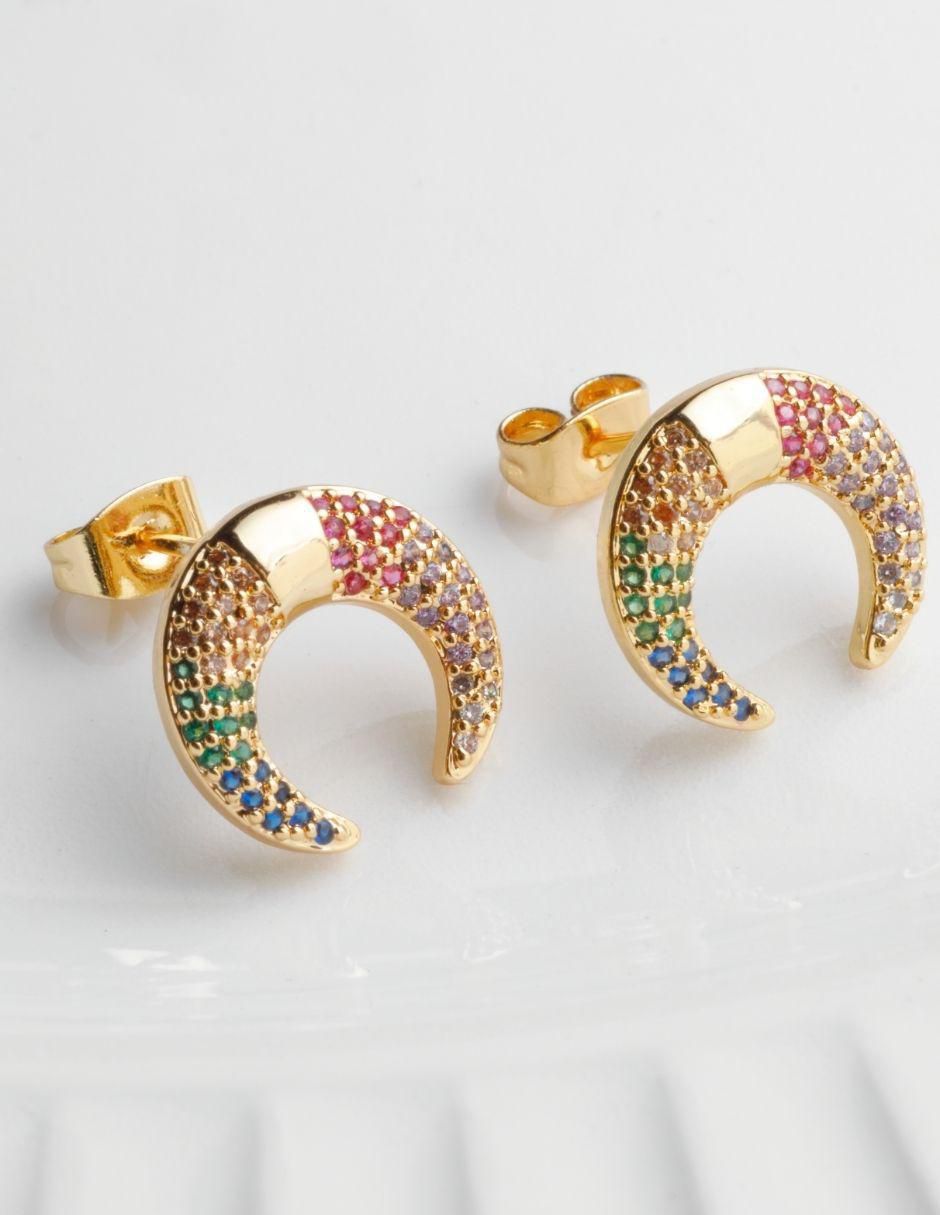Broqueles redondos con acabado baño de oro 18 K 2