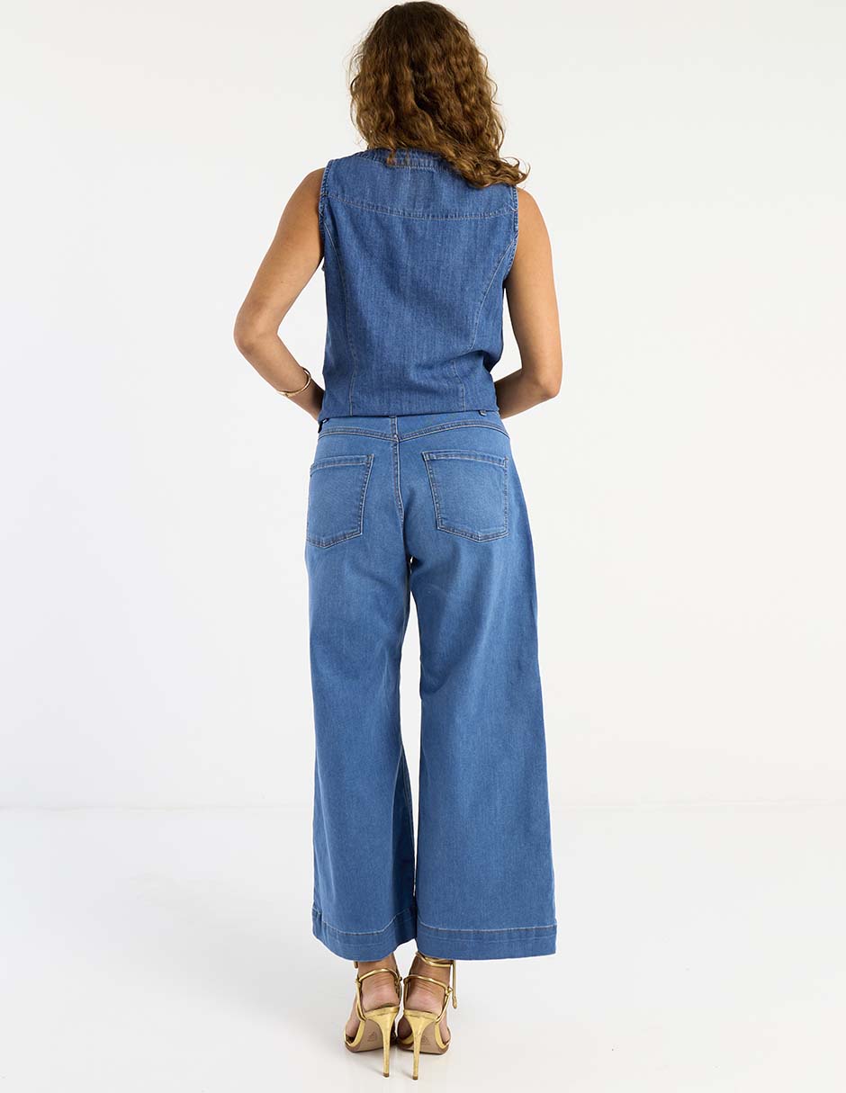 Jeans acampanado wide leg para mujer 5
