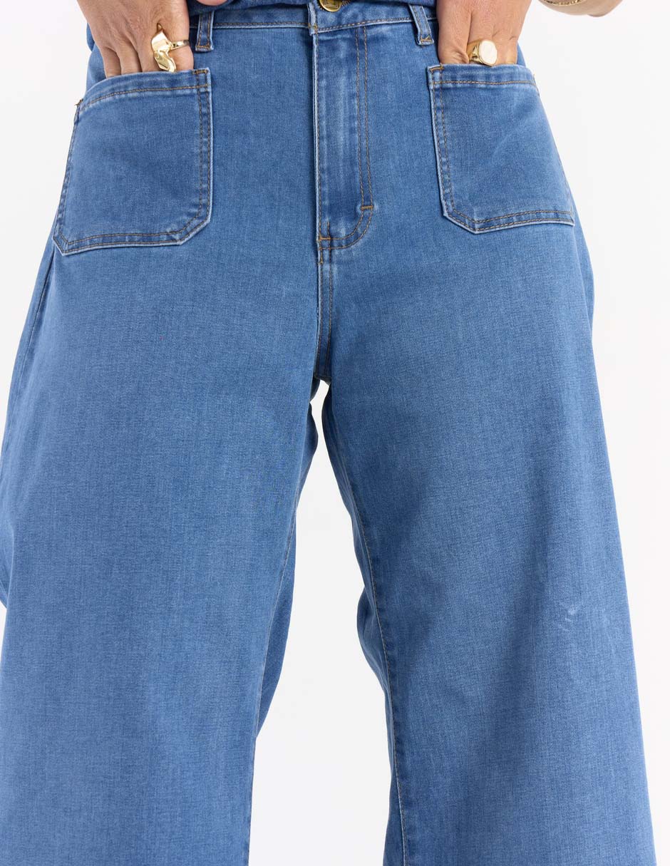 Jeans acampanado wide leg para mujer 7