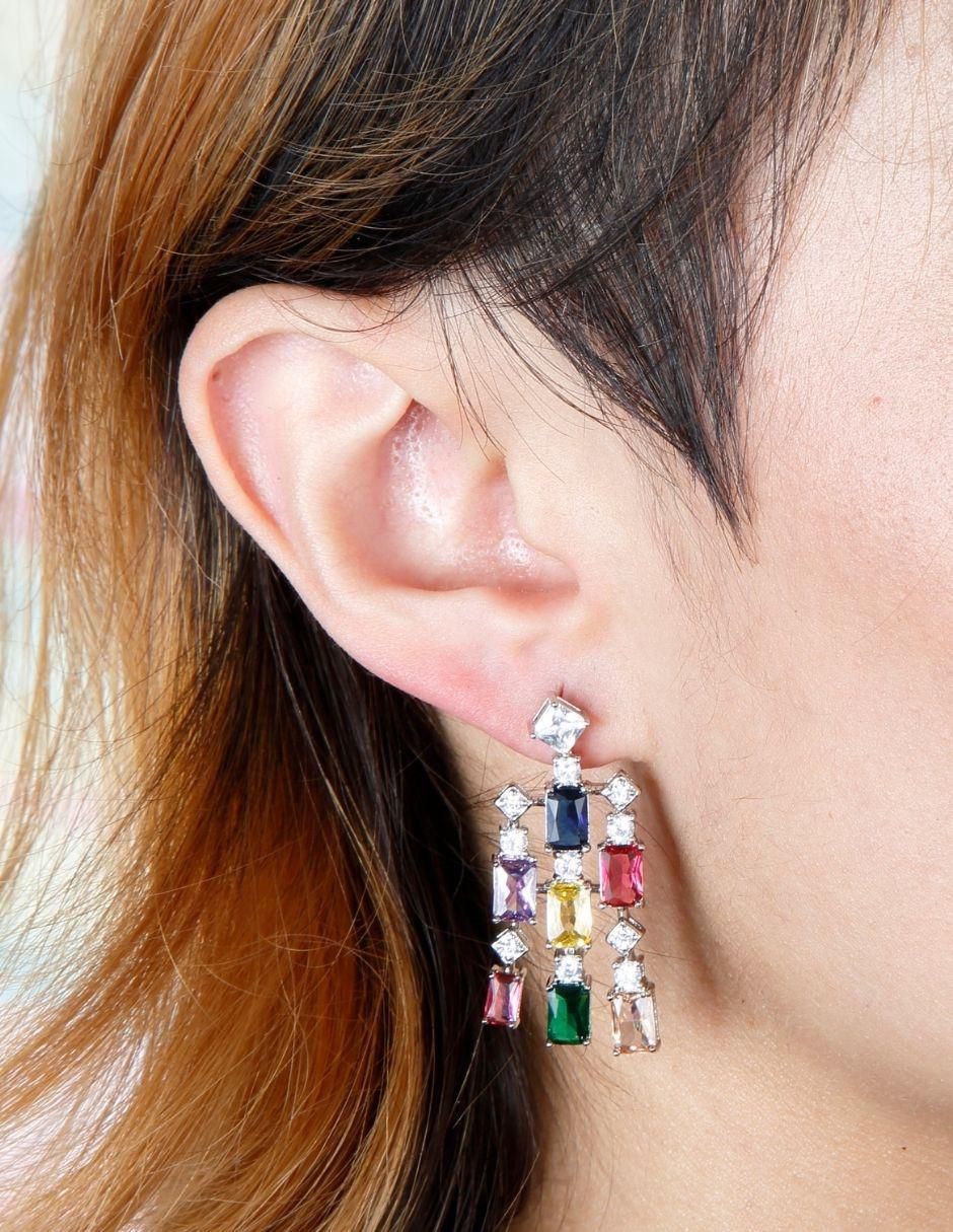 Aretes con acabado baño de rodio 3