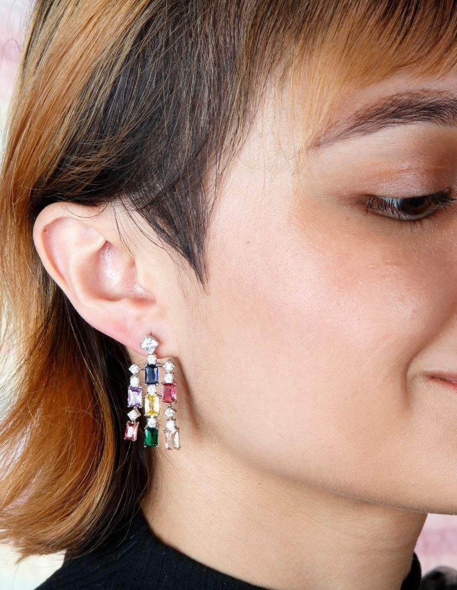 Aretes con acabado baño de rodio 4