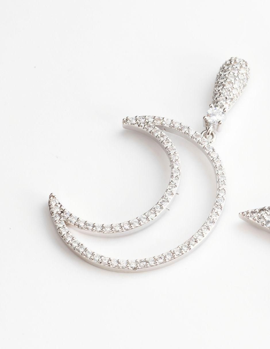 Aretes con acabado baño de rodio 2