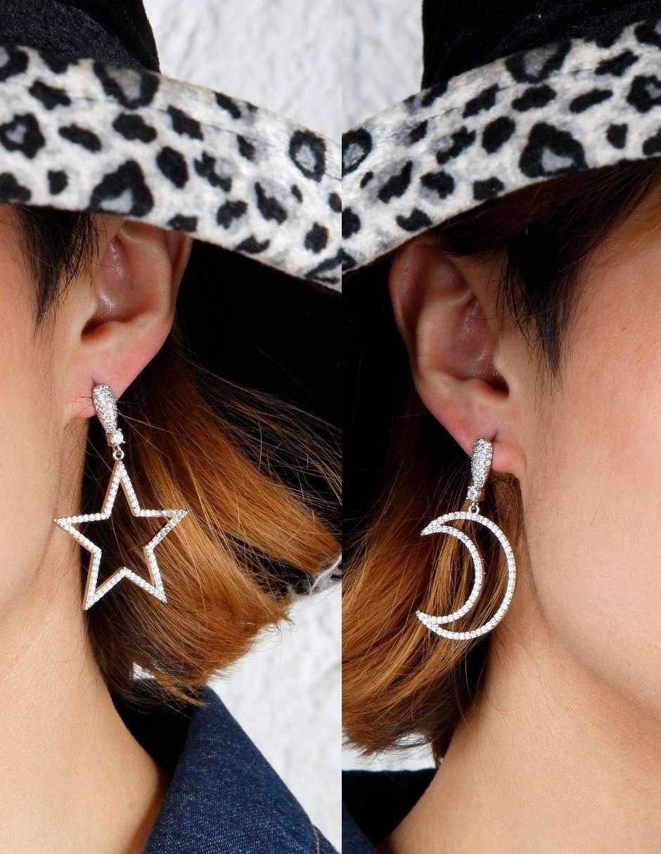 Aretes con acabado baño de rodio 4
