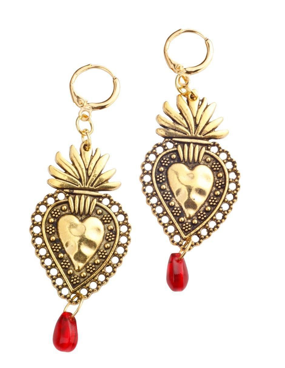 Aretes de gota con acabado baño de oro 18 K cristal Aretes de gota con acabado baño de oro 18 K cristal