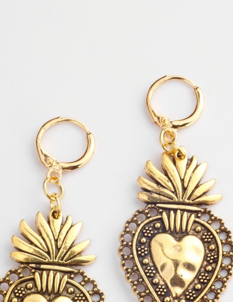 Aretes de gota con acabado baño de oro 18 K cristal 2