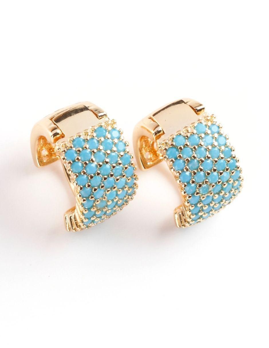 Aretes de círculo con acabado baño de oro 18 K zirconia Aretes de círculo con acabado baño de oro 18 K zirconia