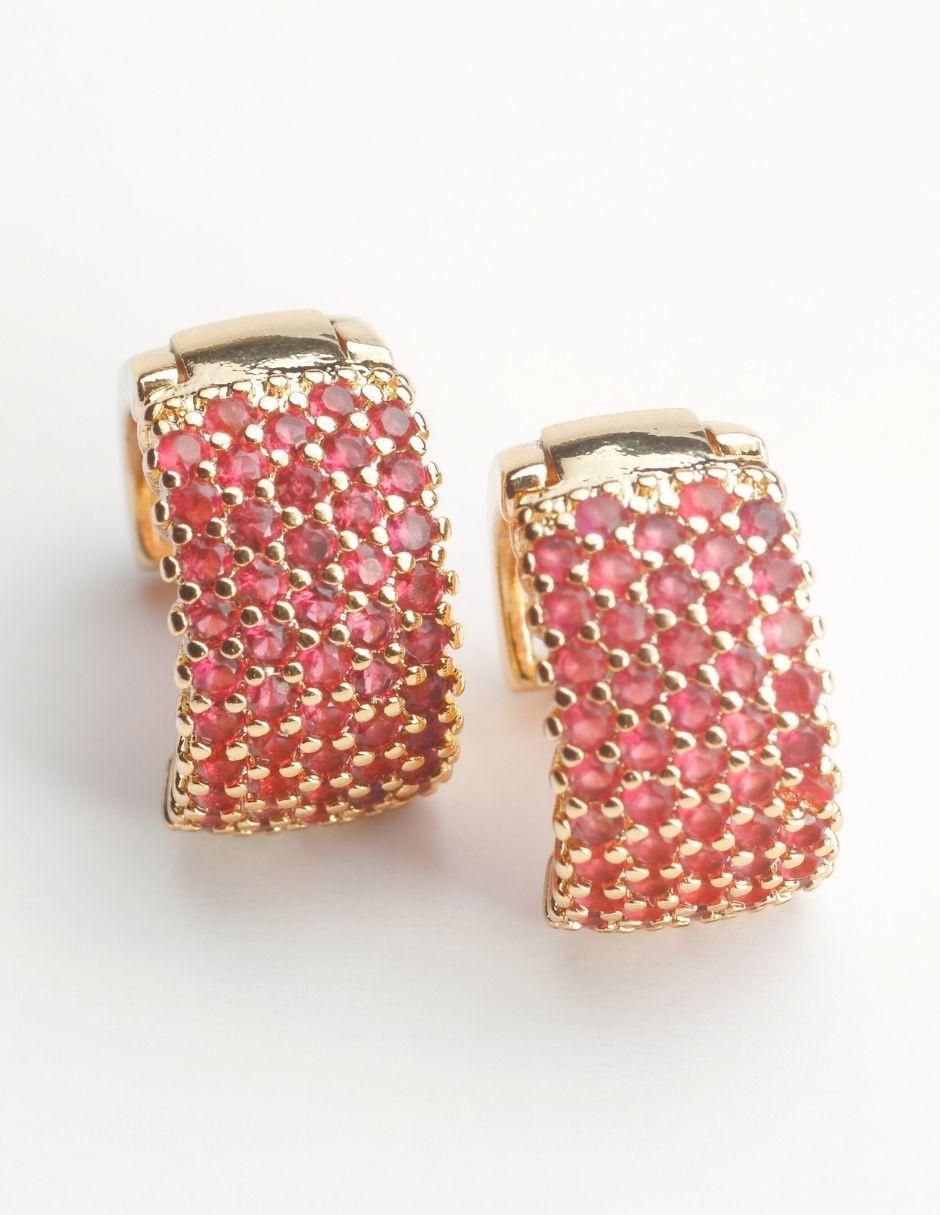 Aretes de círculo con acabado baño de oro 18 K zirconia 2