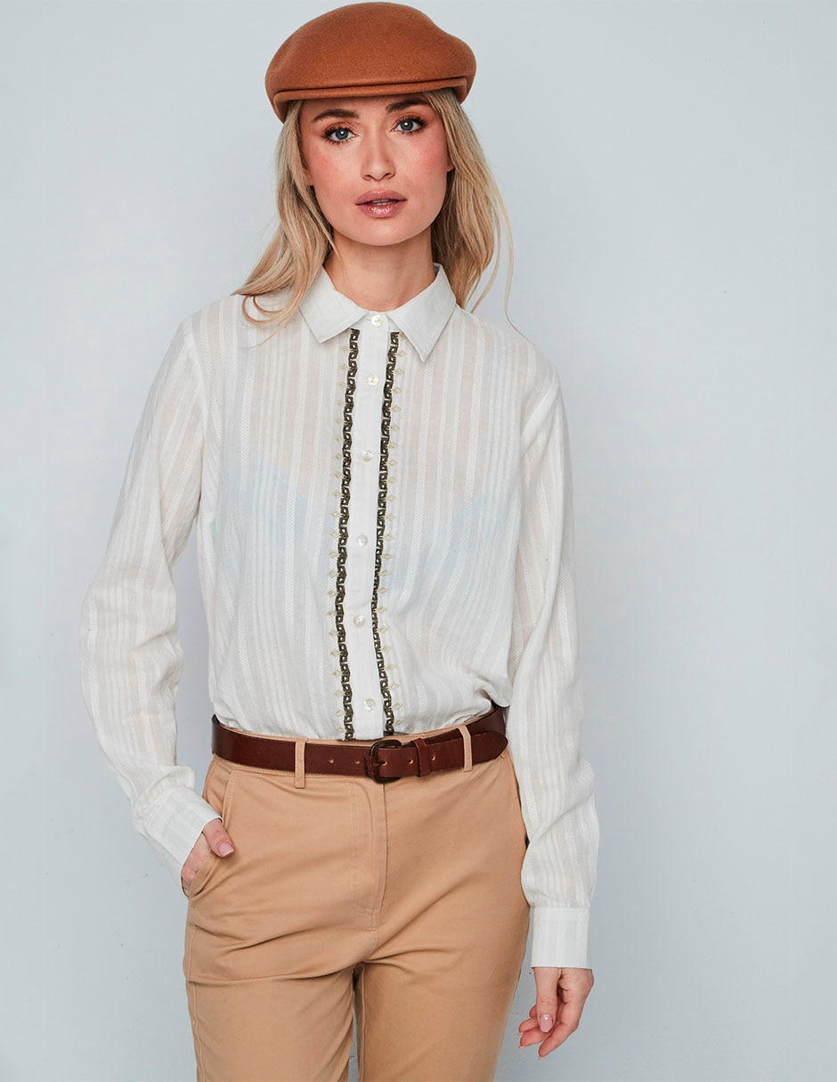Blusa camisera manga larga para mujer 4