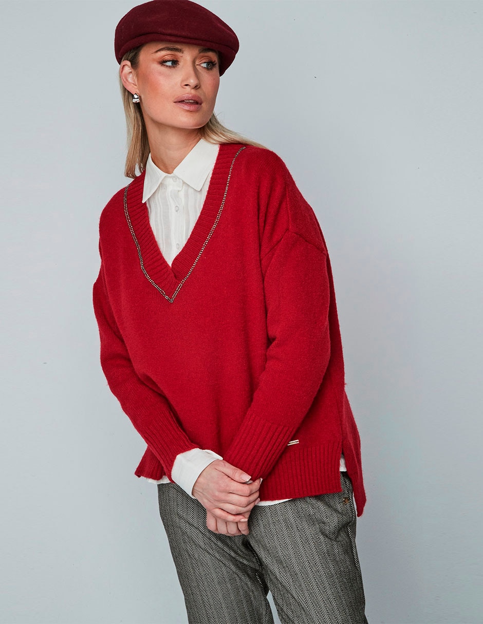 Suéter cuello v para mujer 6
