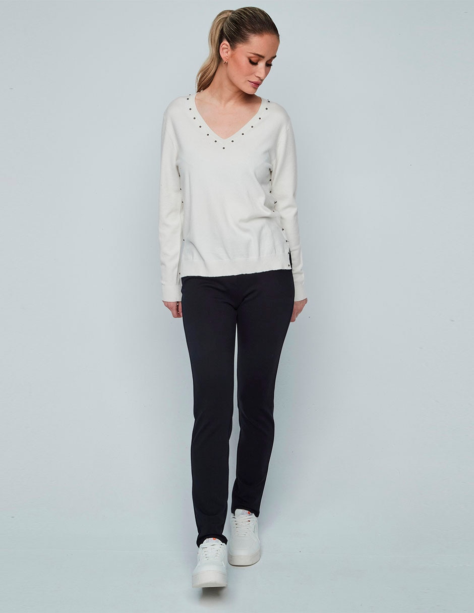 Suéter cuello V para mujer