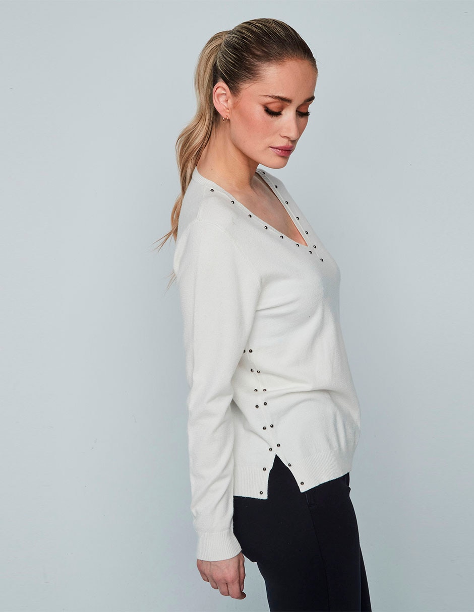 Suéter cuello V para mujer
