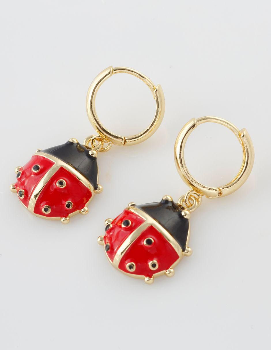 Aretes de aro con acabado baño de oro 18 K 2