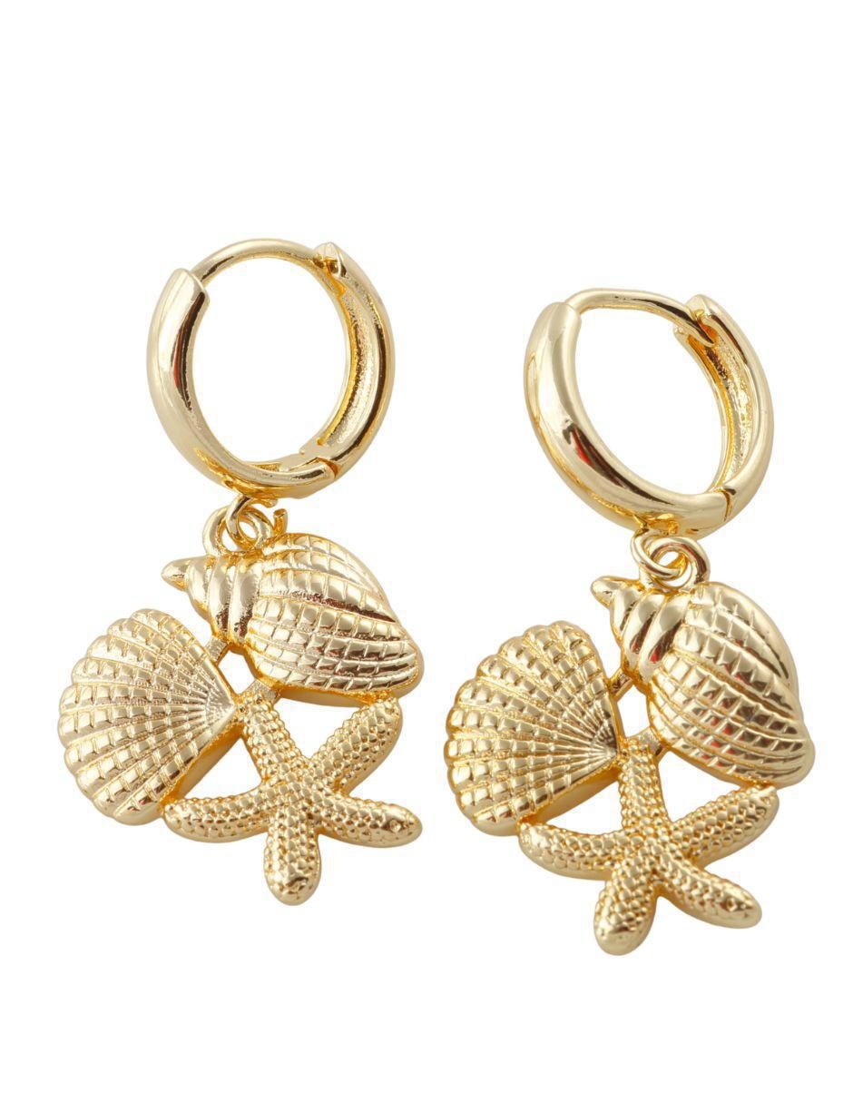 Aretes de aro con acabado baño de oro 18 K
