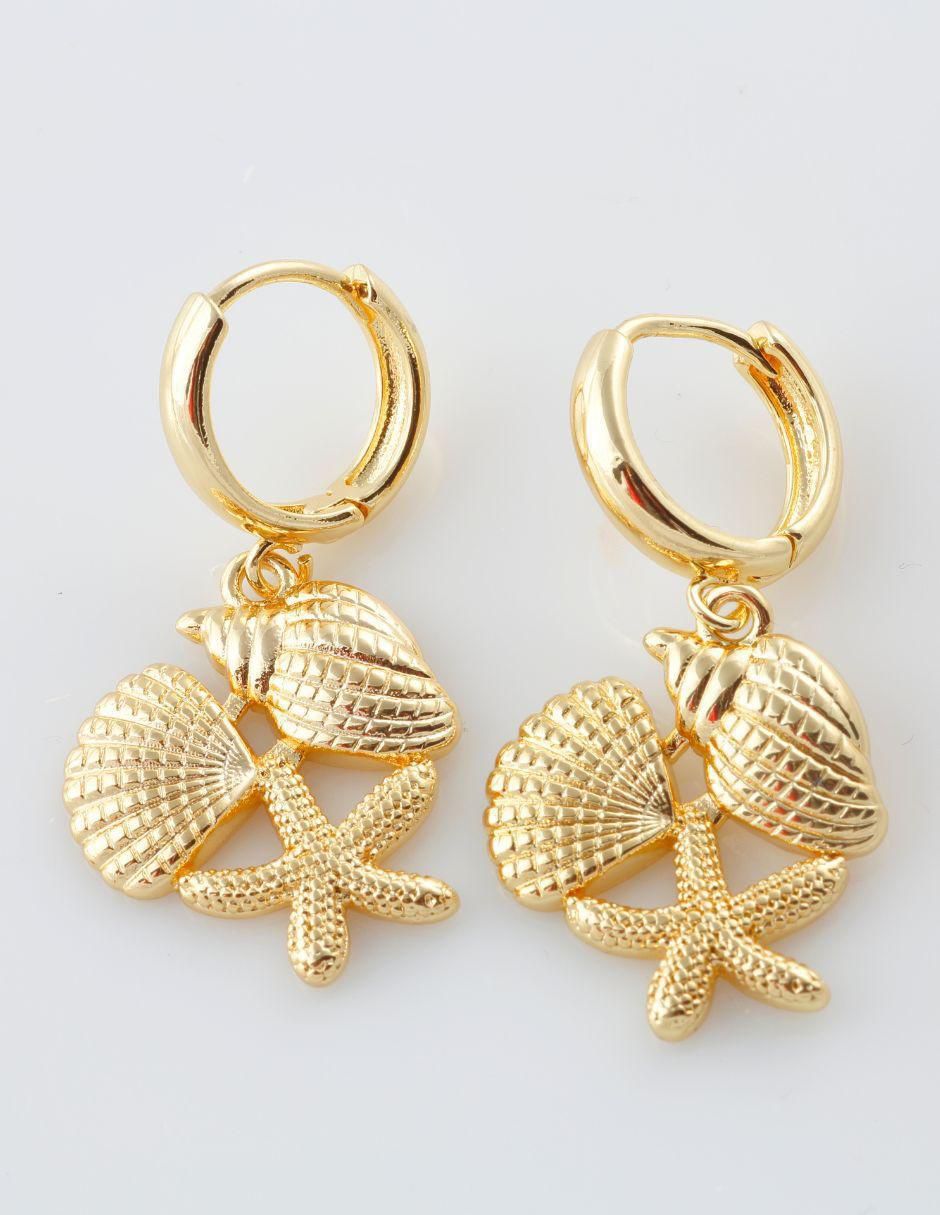 Aretes de aro con acabado baño de oro 18 K 2