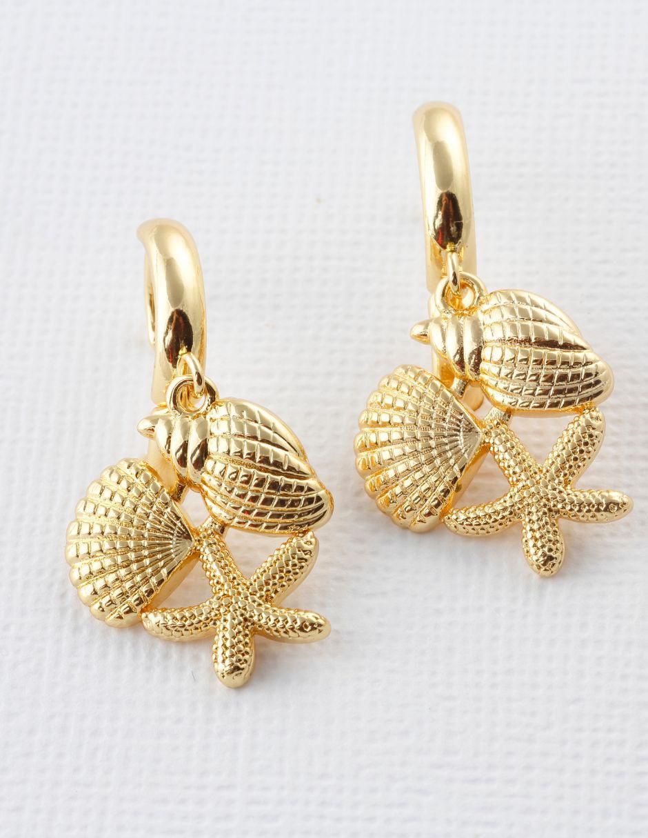 Aretes de aro con acabado baño de oro 18 K 3