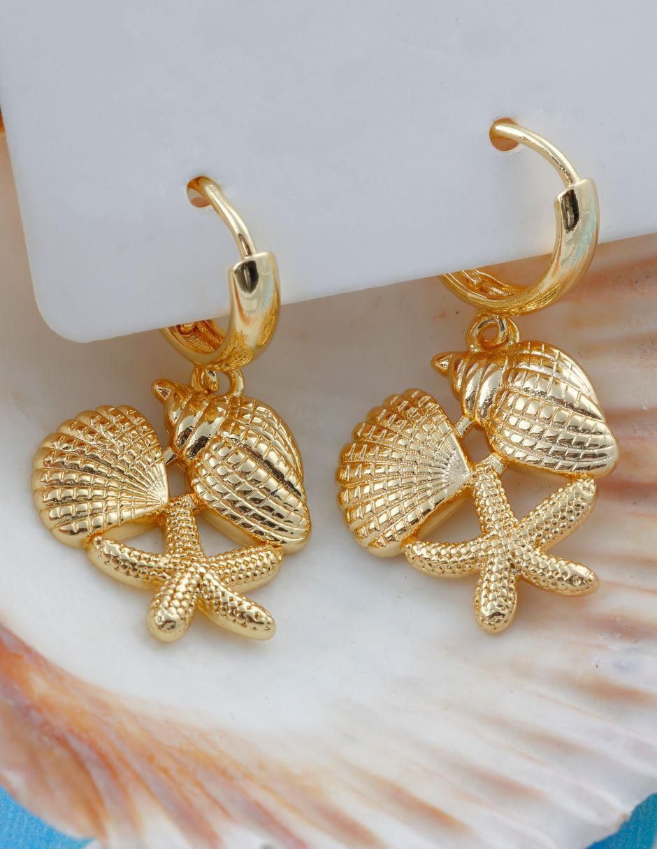 Aretes de aro con acabado baño de oro 18 K 4