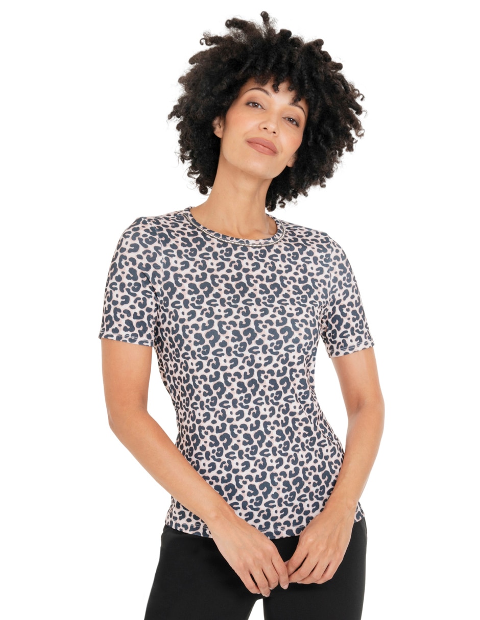 Playera manga corta cuello redondo para mujer