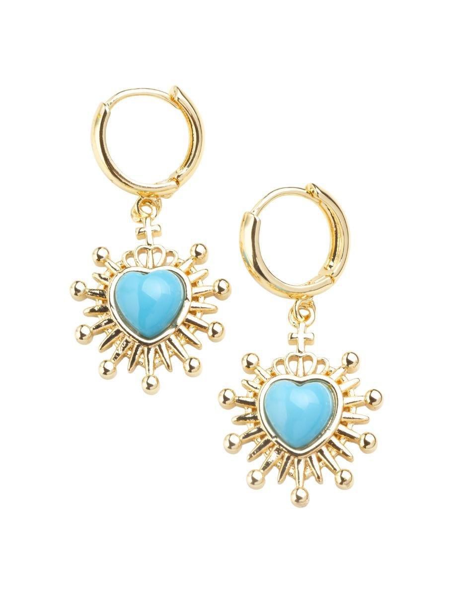 Aretes de corazón con acabado baño de oro 18 K zirconia Aretes de corazón con acabado baño de oro 18 K zirconia