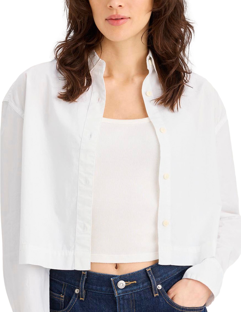 Blusa camisera Dockers manga larga para mujer