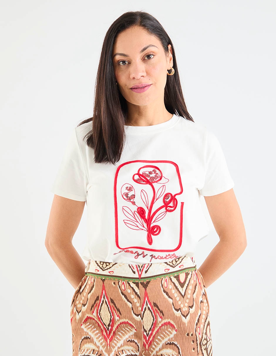Playera manga corta cuello redondo para mujer 1
