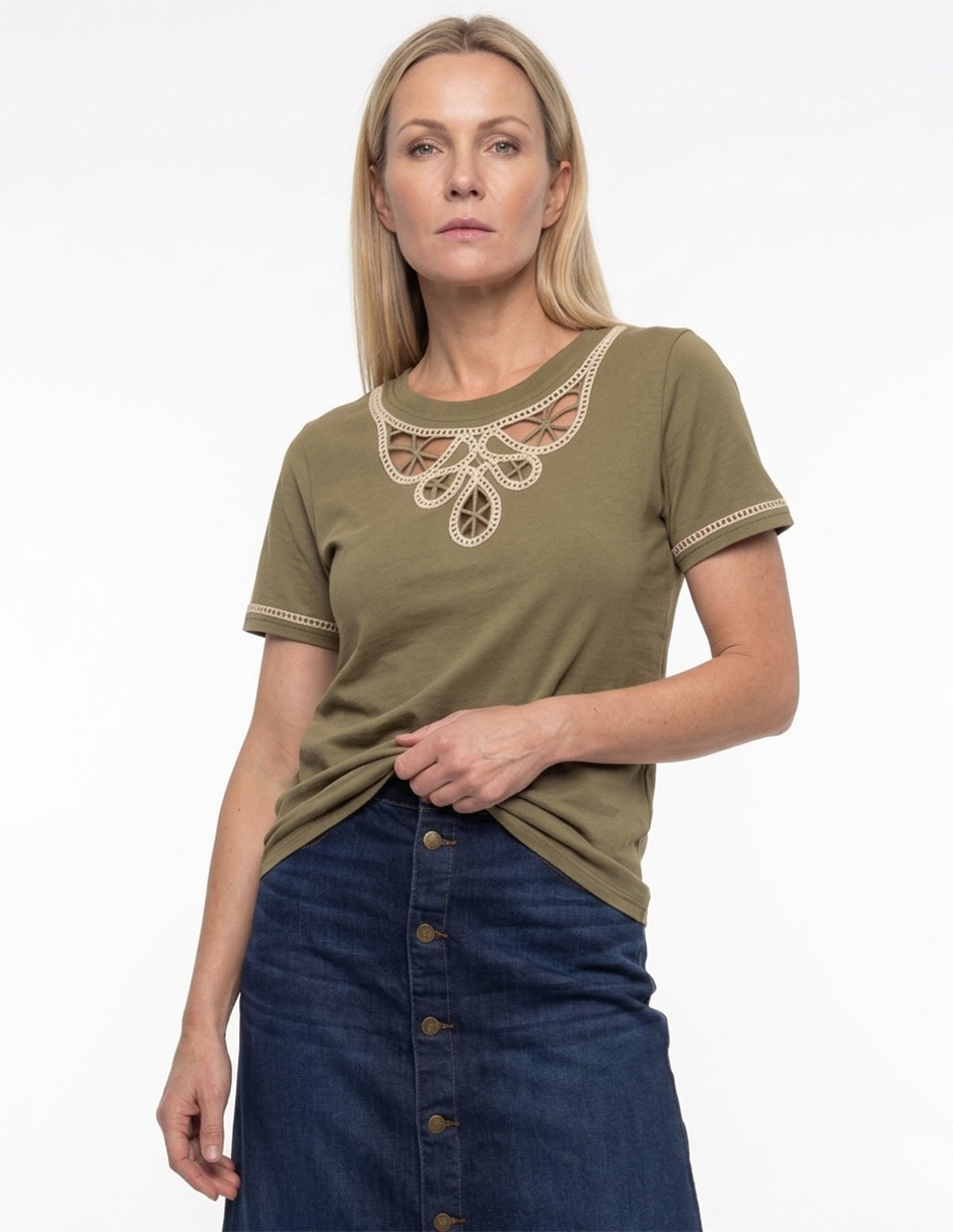 Playera manga corta cuello redondo para mujer Playera manga corta cuello redondo para mujer