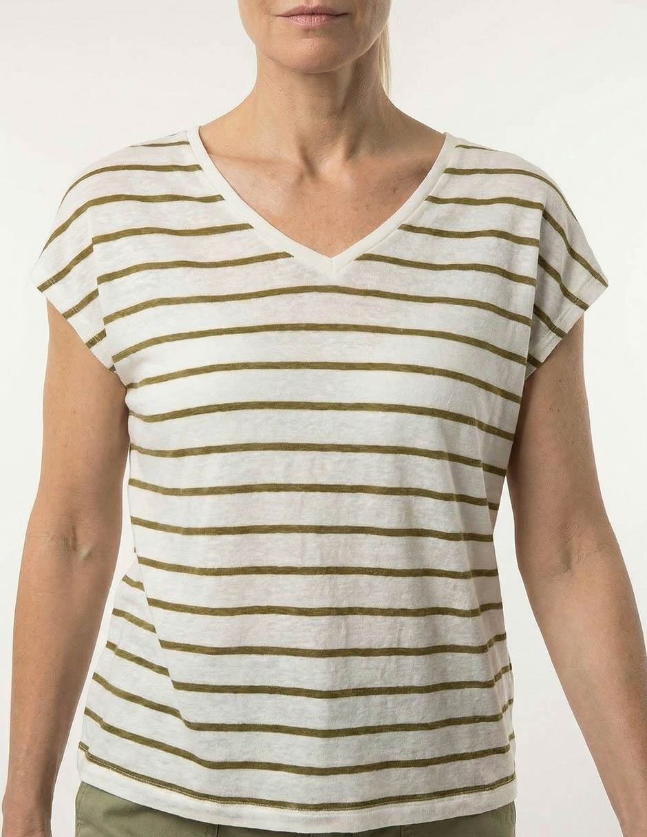 Playera manga corta cuello V para mujer 7