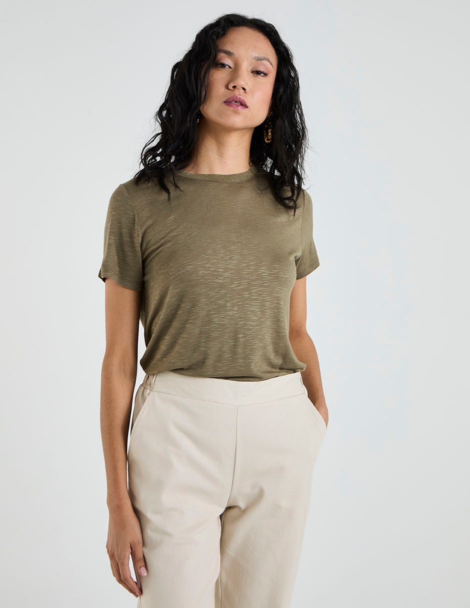 Playera manga corta cuello redondo para mujer 1