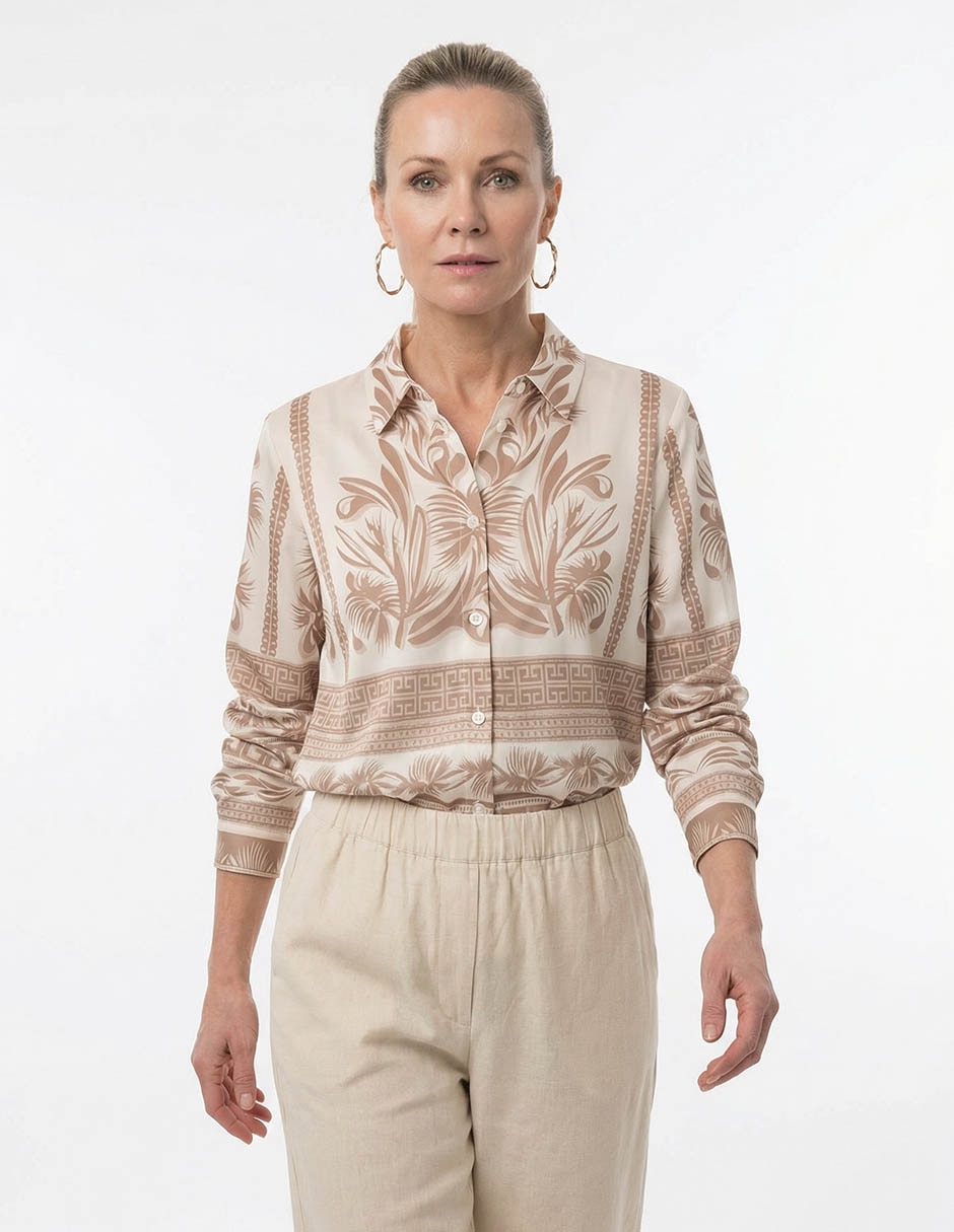 Blusa camisera manga larga para mujer 1