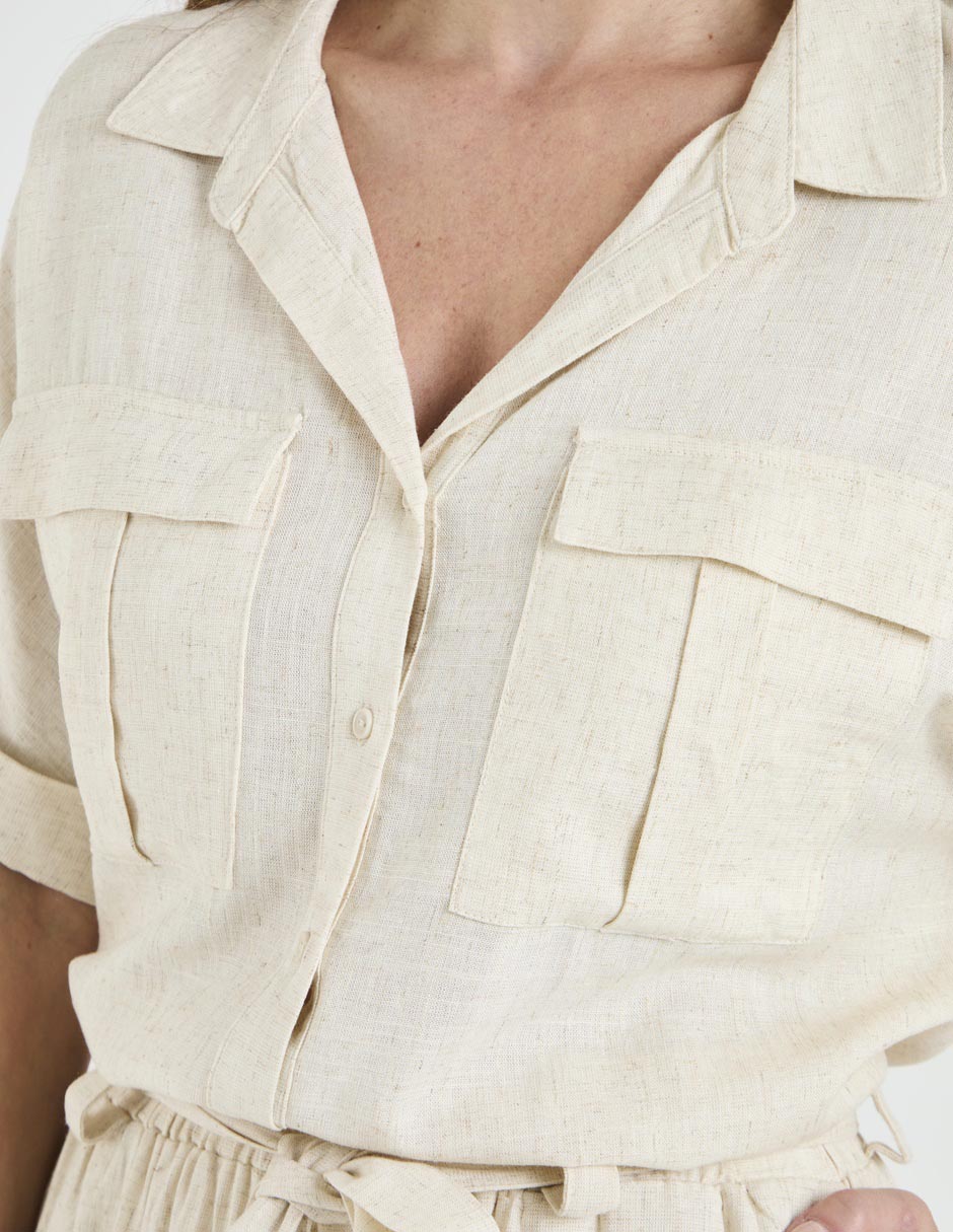 Blusa camisera Lieb manga al codo para mujer