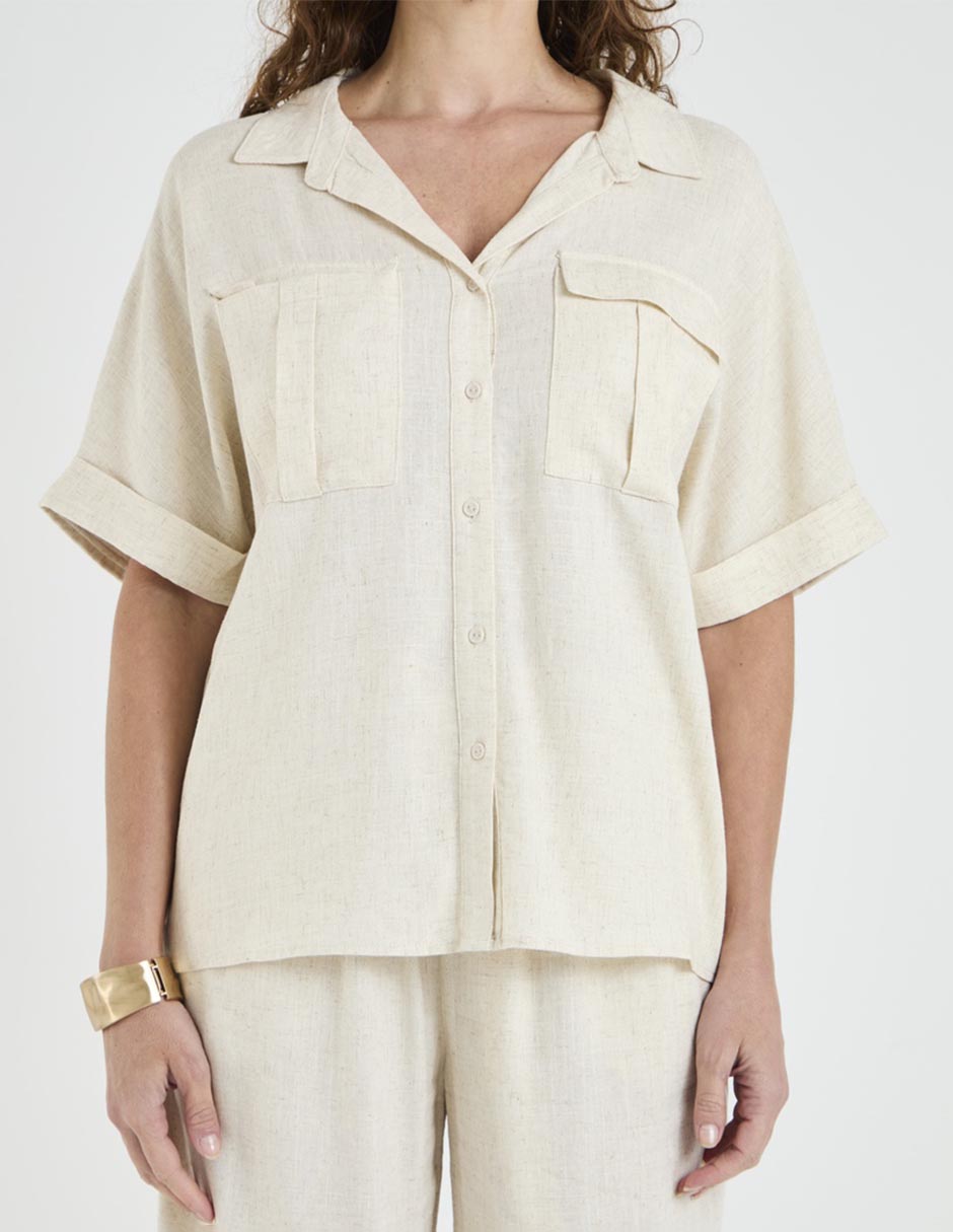 Blusa camisera Lieb manga al codo para mujer