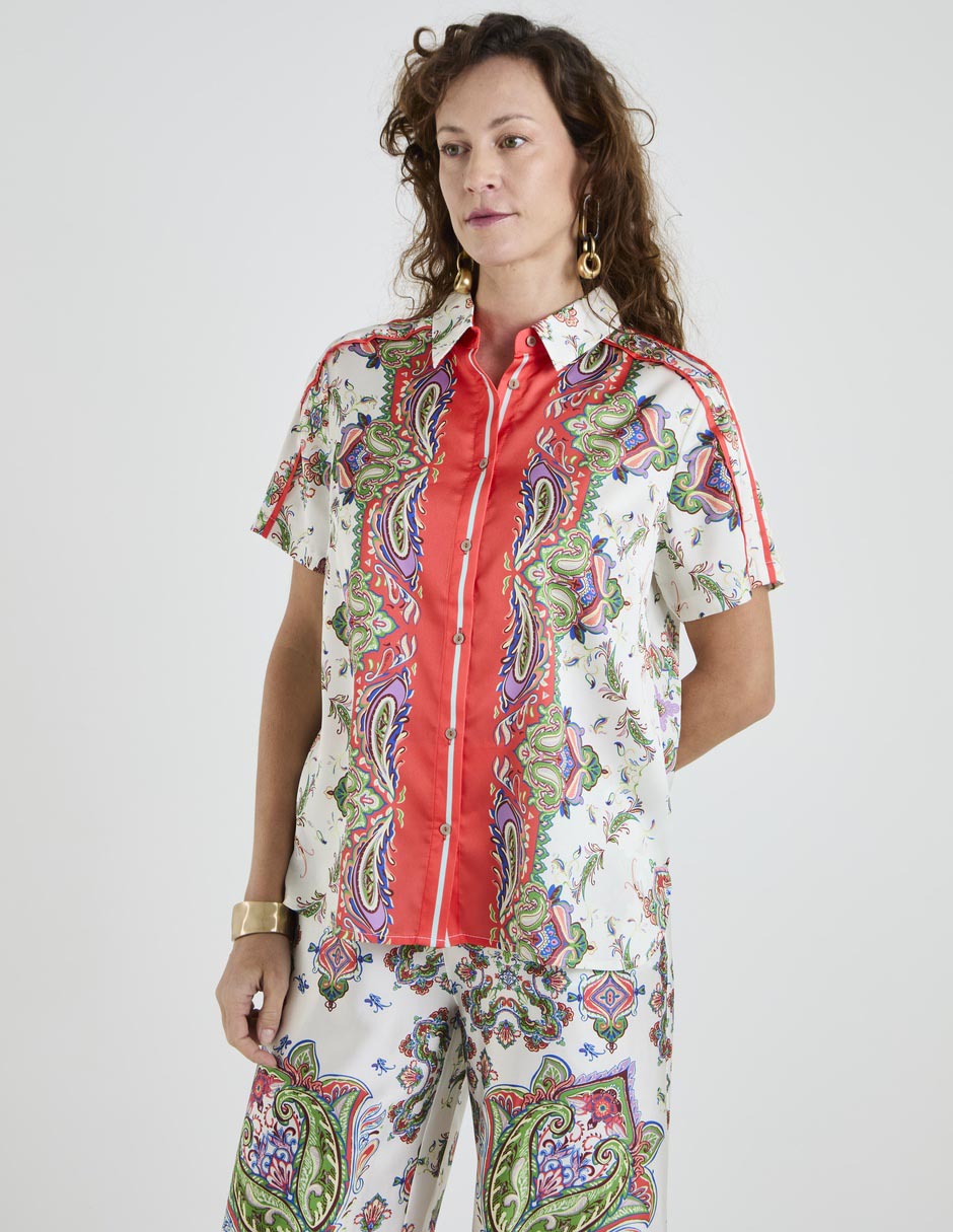 Blusa camisera manga corta para mujer 1