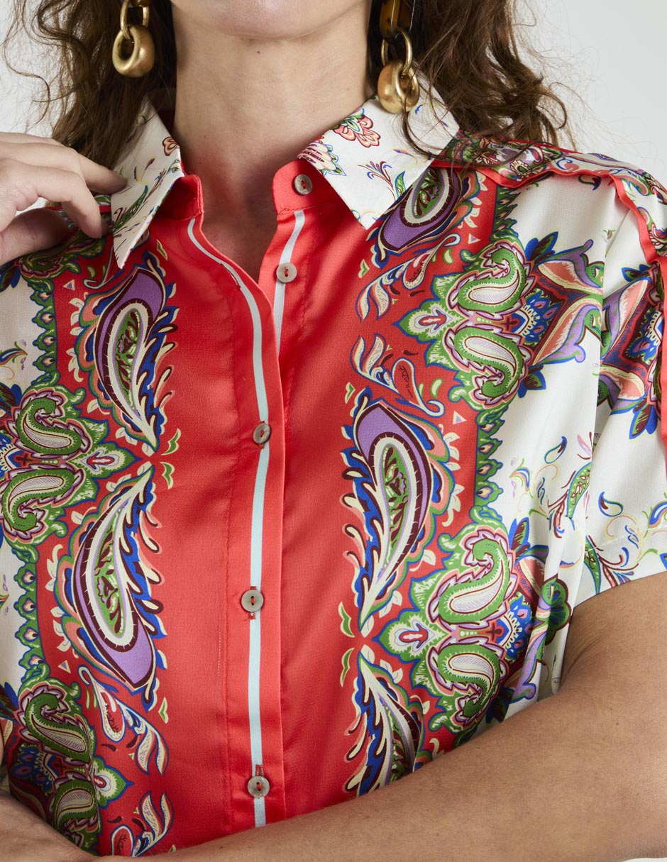 Blusa camisera manga corta para mujer 7