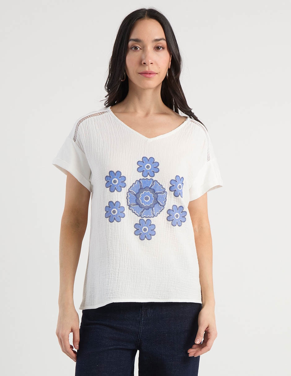 Blusa manga corta para mujer