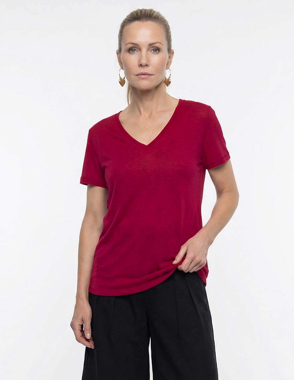 Playera manga corta Lieb cuello v para mujer