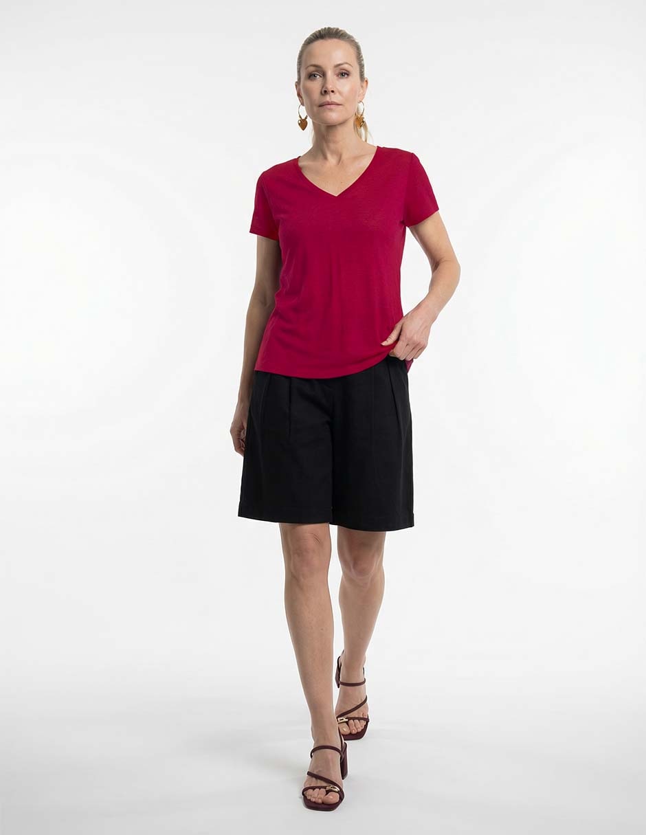 Playera manga corta Lieb cuello v para mujer